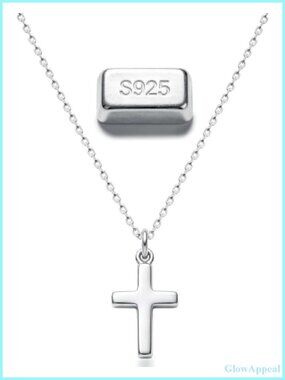 Sterling Silver Cross Pendant Necklace Dainty Tiny Initial C